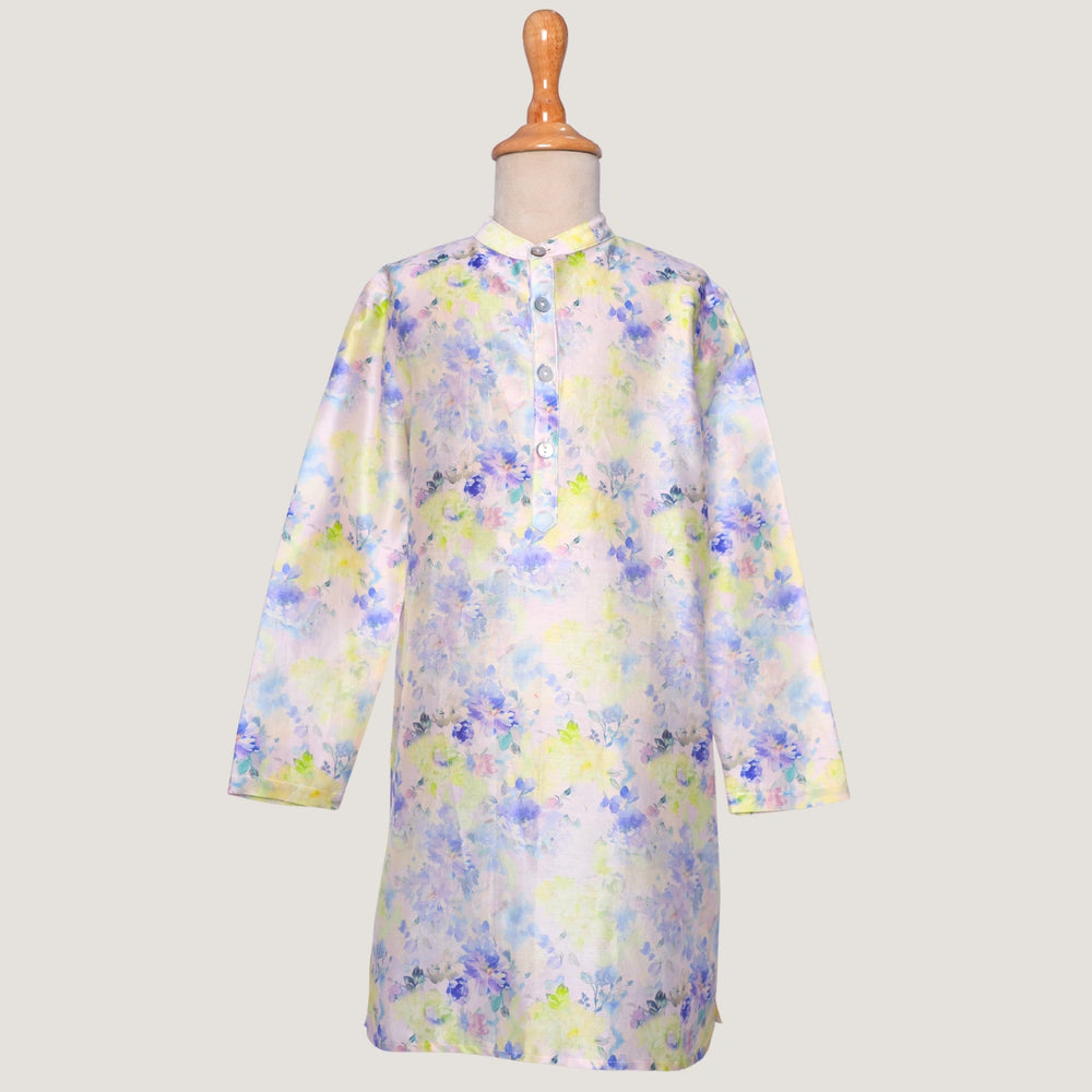 
                  
                    The kurta features a straight, comfortable silhouette with a soft sheen, making it ideal for long hours of celebration without compromising on style.
                  
                
