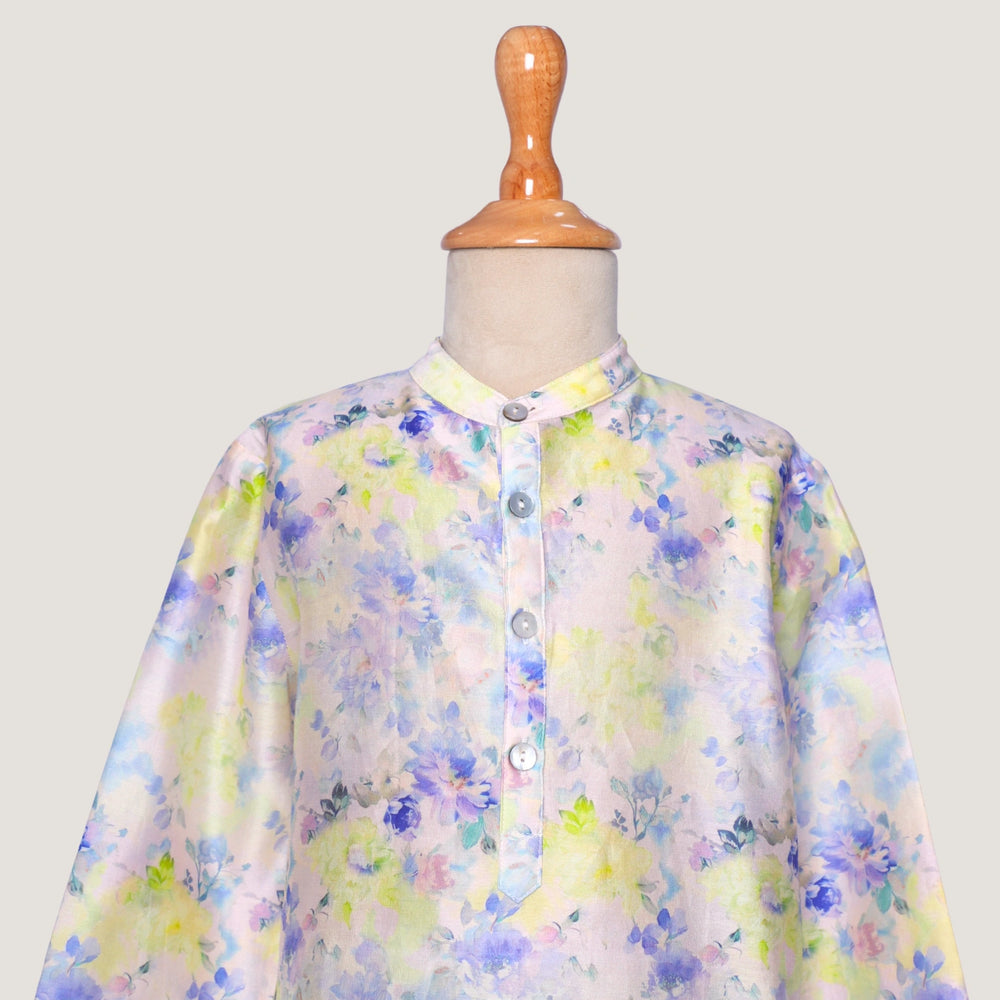 
                  
                    The kurta features a straight, comfortable silhouette with a soft sheen, making it ideal for long hours of celebration without compromising on style.
                  
                