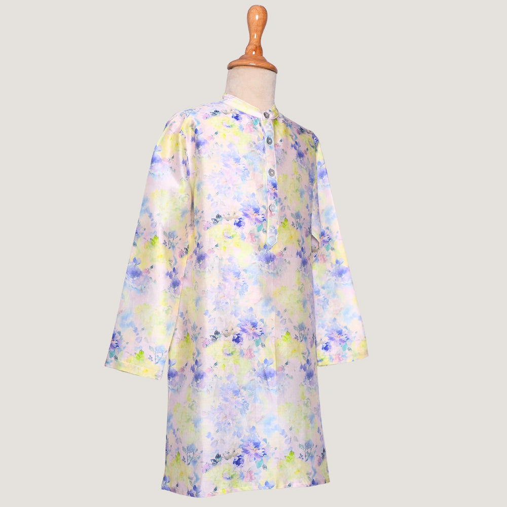 
                  
                    The kurta features a straight, comfortable silhouette with a soft sheen, making it ideal for long hours of celebration without compromising on style.
                  
                