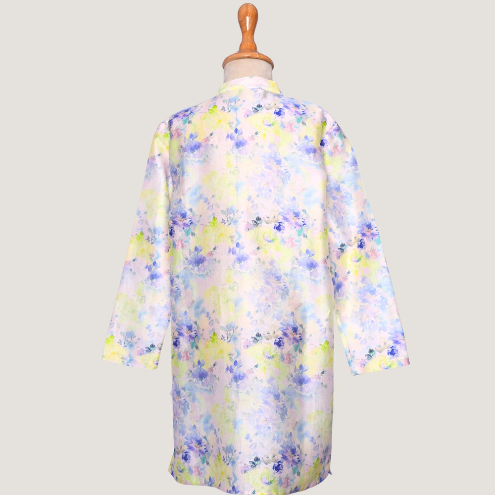 
                  
                    The kurta features a straight, comfortable silhouette with a soft sheen, making it ideal for long hours of celebration without compromising on style.
                  
                