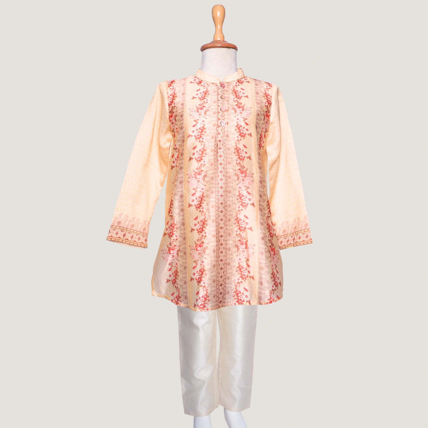 The kurta is lightweight and breezy, designed with a straight cut for a classic fit that keeps your little one comfortable all day.