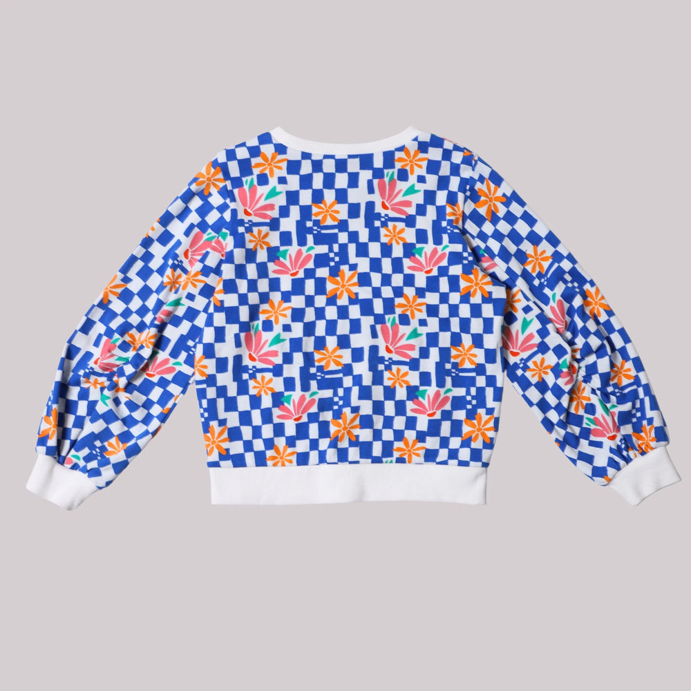 
                      
                         sweatshirt-blue-floral-pixel-checkered-floral-white-fleece-warm-winter-girl-pocomico
                      
                    