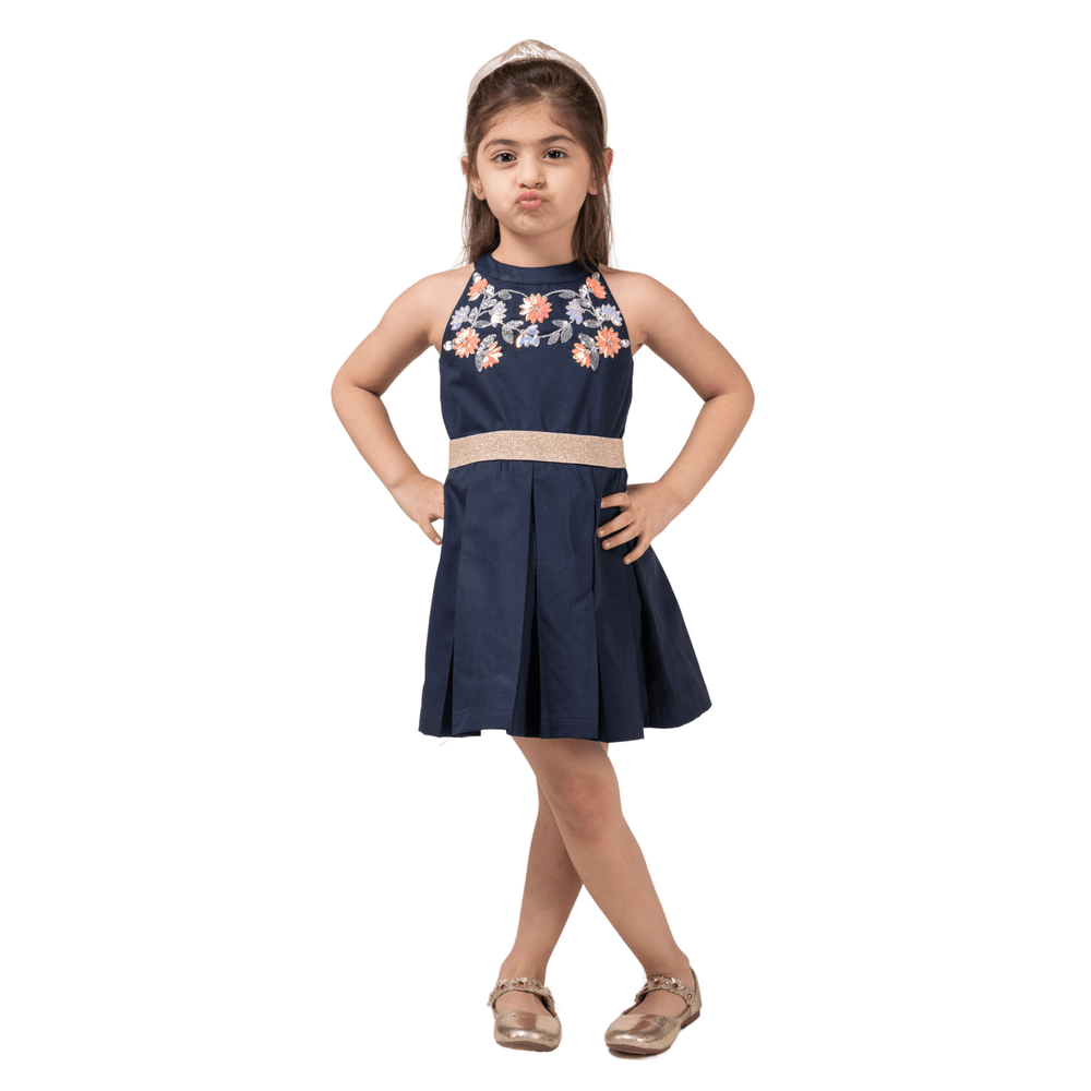 PocoMico Midnight Navy Embroidered Party Dress