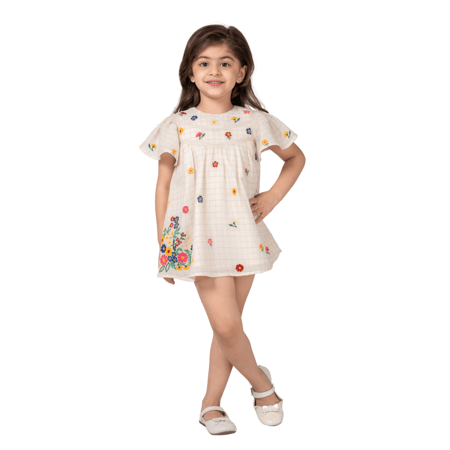 PocoMico Floral Embroidered Cotton Dress