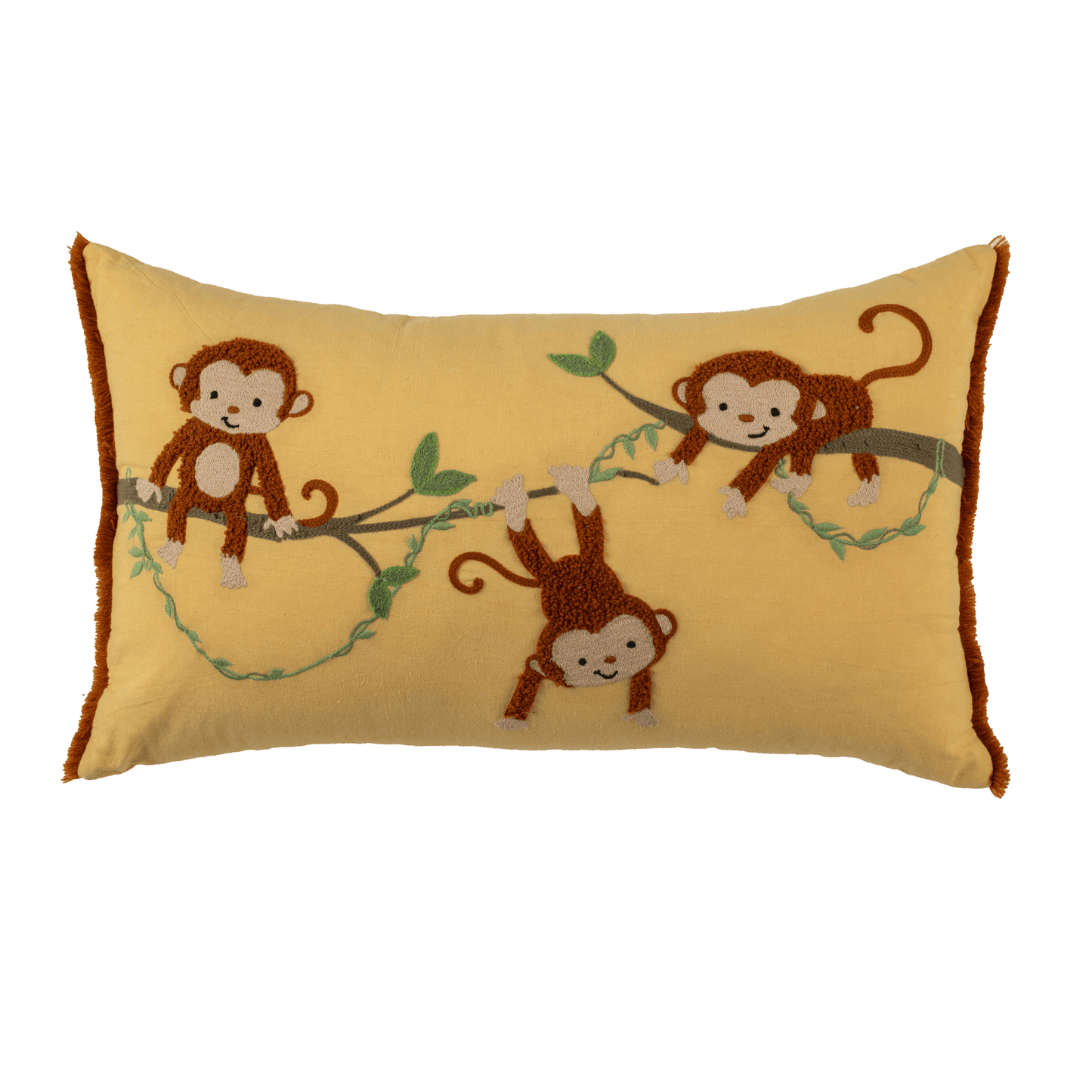 PocoMico Playful Hanging Monkeys Embroidered Cushion Cover