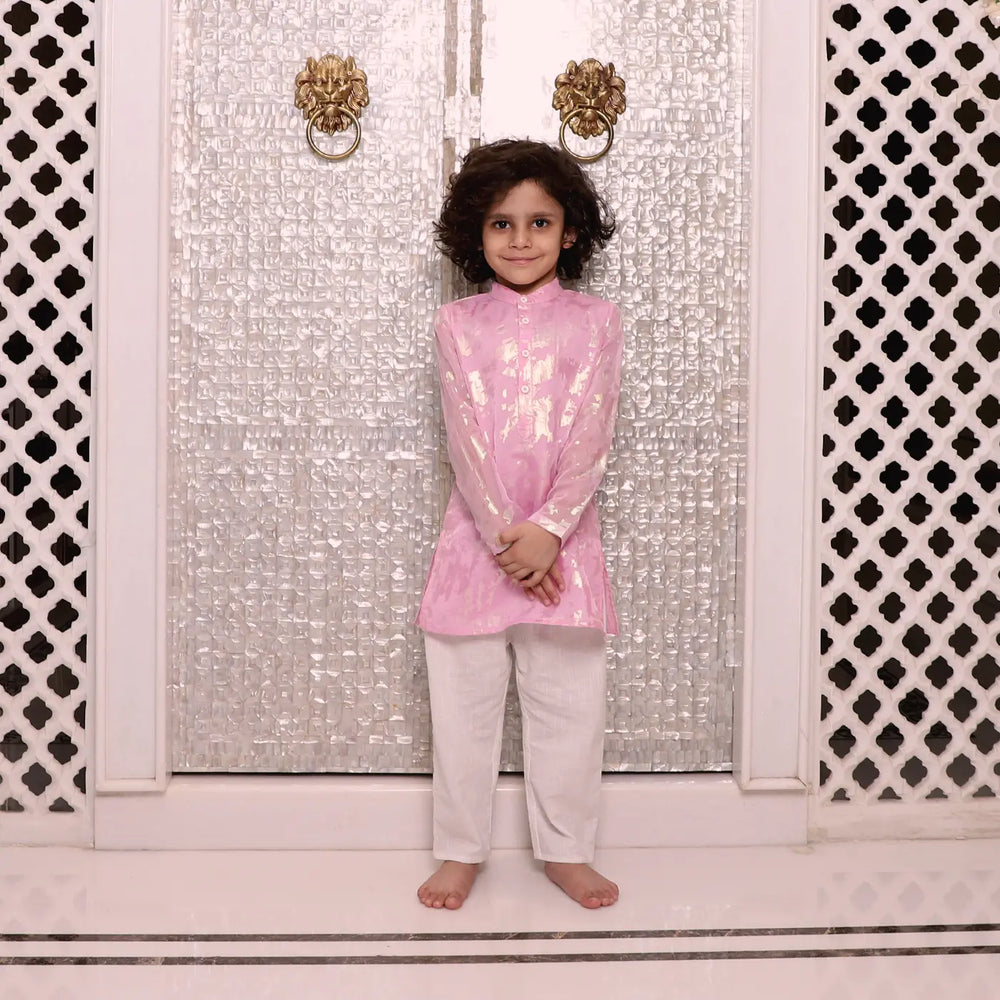 
                      
                        PocoMico's Foil printed Shahi Organza Kurta Set
                      
                    