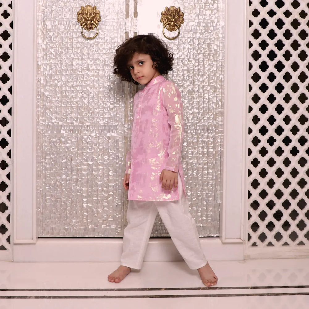 
                      
                        PocoMico's Foil printed Shahi Organza Kurta Set
                      
                    