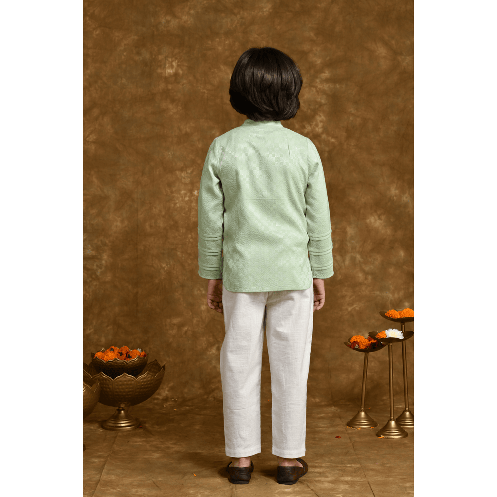 
                      
                        PocoMico Sea Green Jacquard Kurta & Trouser Set
                      
                    