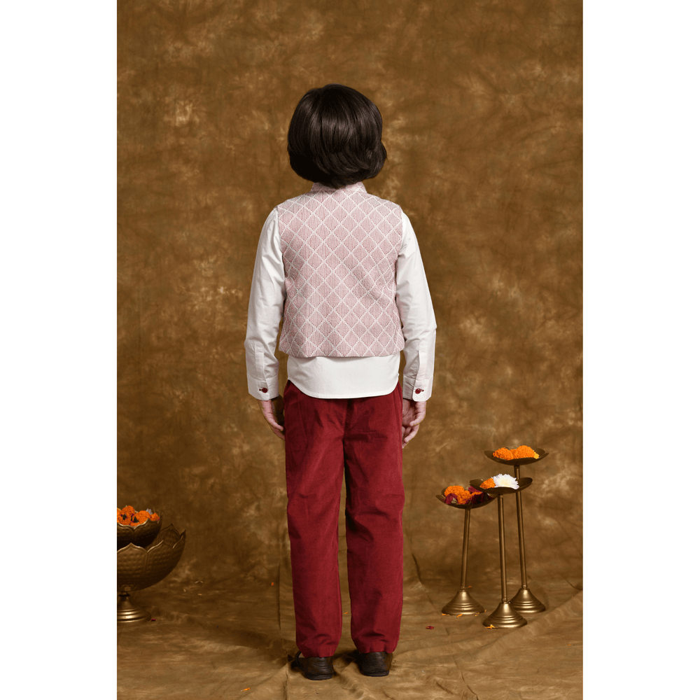 
                      
                        PocoMico Maroon Gala Shirt & Trouser Set With Jacket
                      
                    