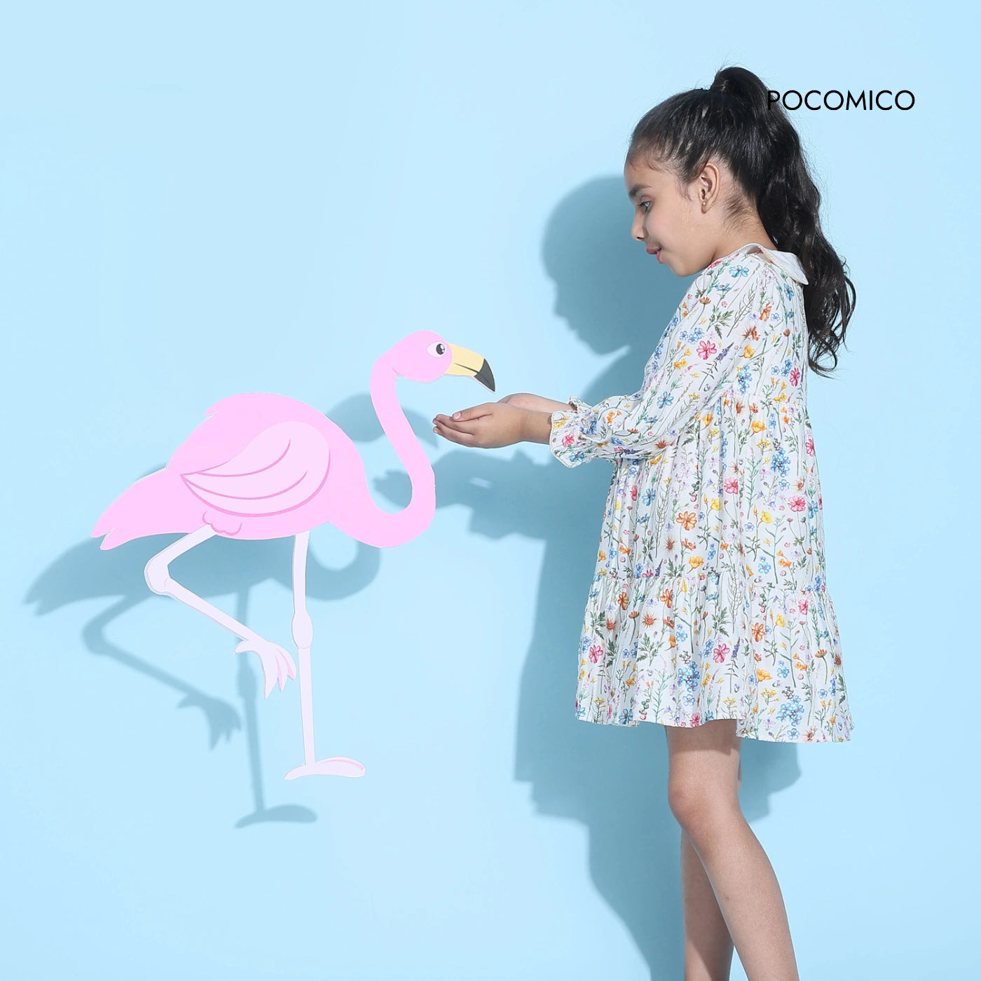 colorful dress + flower dress + Peter Pan collar dress + full sleeves flower dress + flowerful girl dress + dress for cute girl + colorful+Secret+Garden+dress+for+girls+chasing+butterflies+Pocomico+floral+print+dress+with+Peter+Pan+collar+comfortable+chanderi+fabric+dress+for+cute+girls+full+sleeves+flowerful+dress