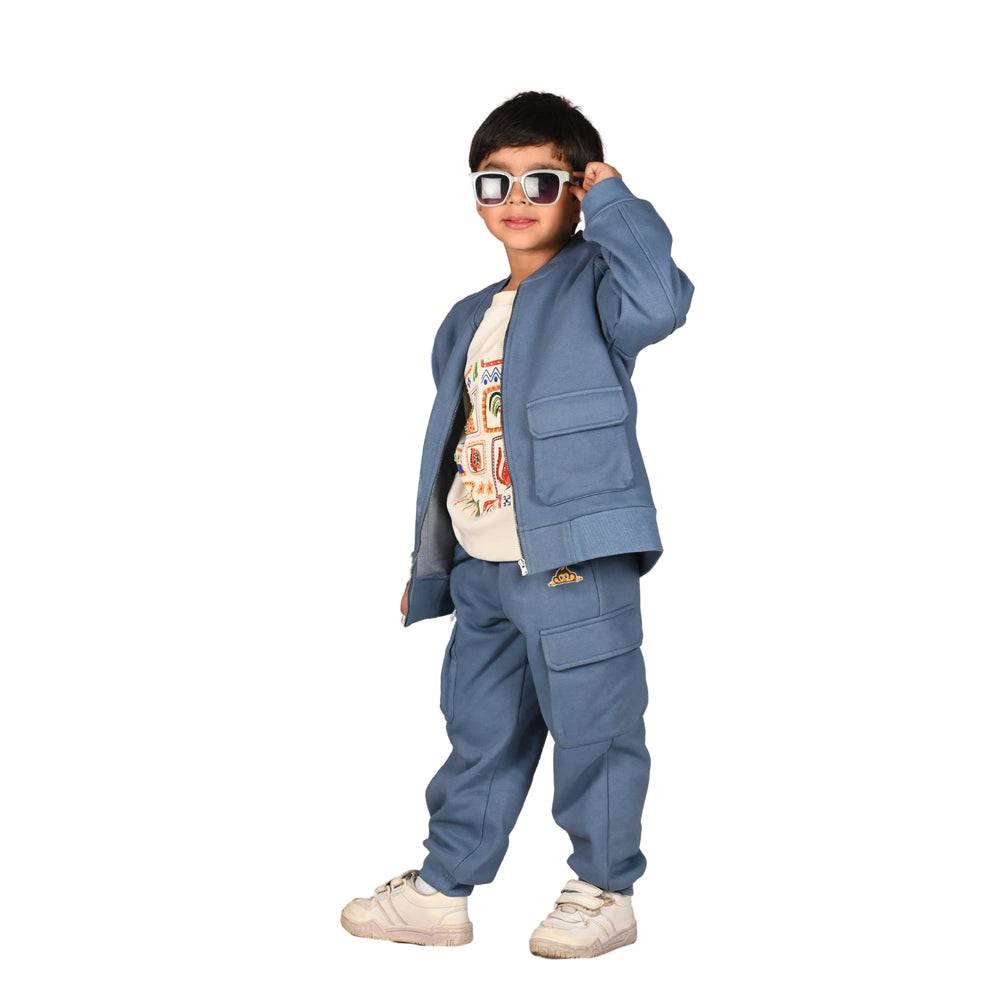 teal+ blue + track suit+ set+ zip+ top+ bottom+ warm+ fleece+ cotton+ boys + unisex + party + formal + Pocomico + kids+ comfortable