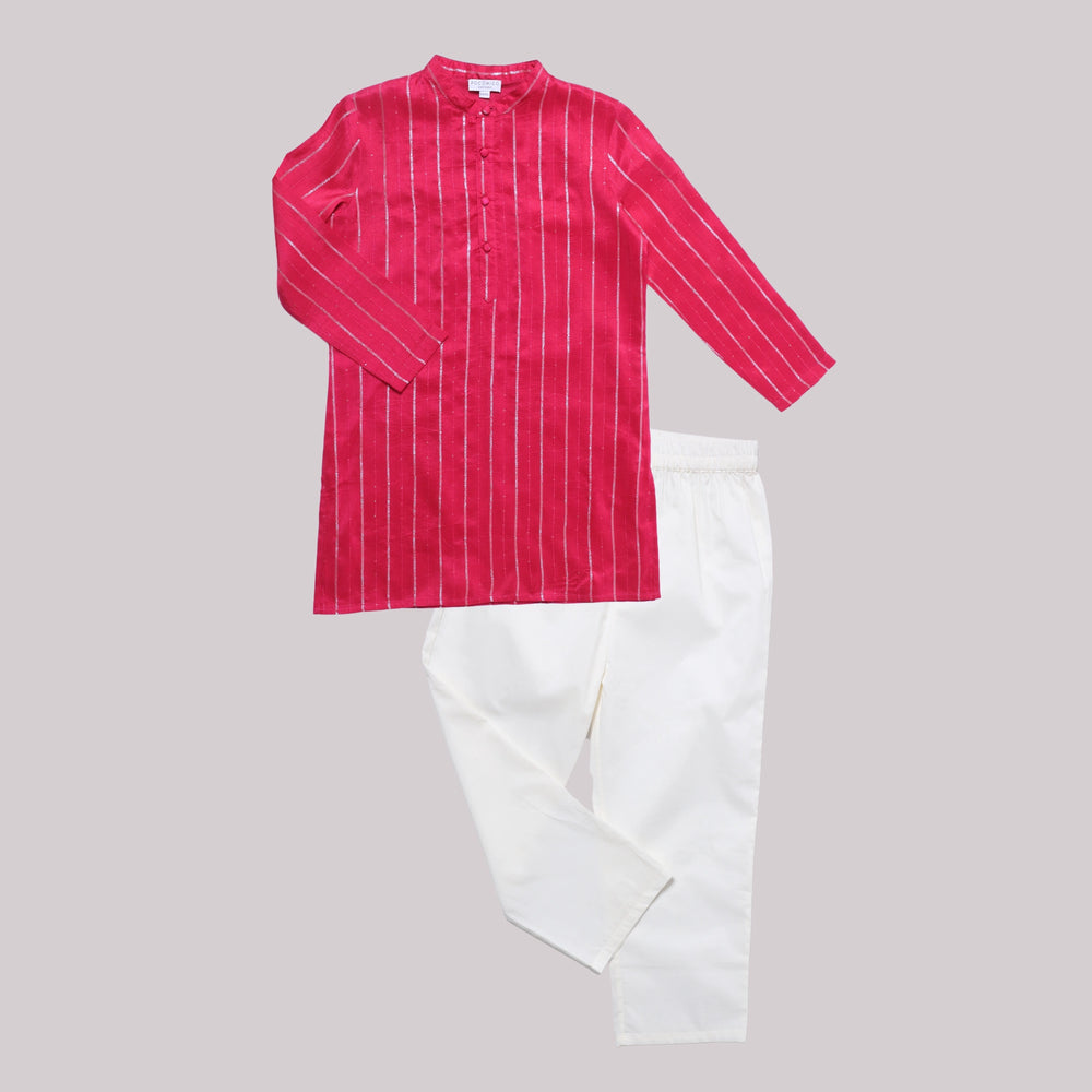 chanderi+cotton+red+pink+kurta+pajama+indian+kids+wedding_ethnic+diwali+soft+cotton+formal+kids+boy+pocomico