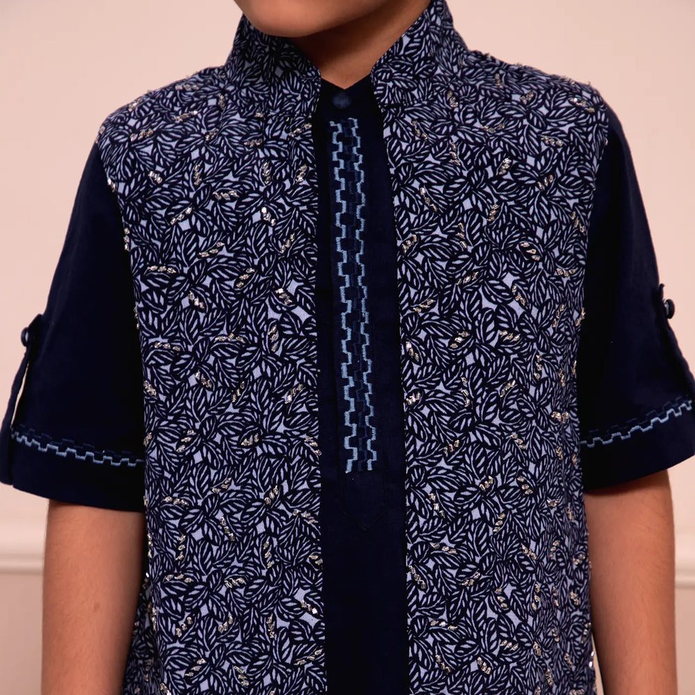 
                      
                        PocoMico’s Sitara Embroidered Kurta Set, paired with a Printed Jacket 
                      
                    