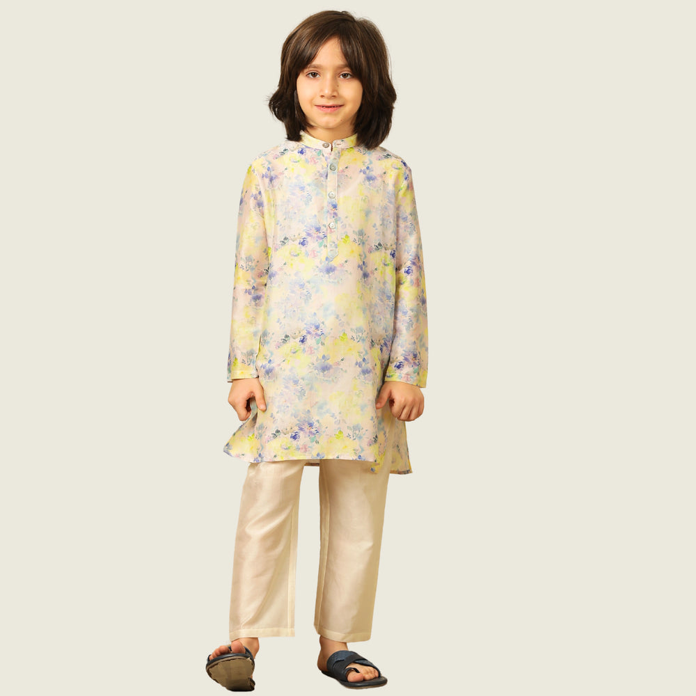 
                  
                    The kurta features a straight, comfortable silhouette with a soft sheen, making it ideal for long hours of celebration without compromising on style.
                  
                