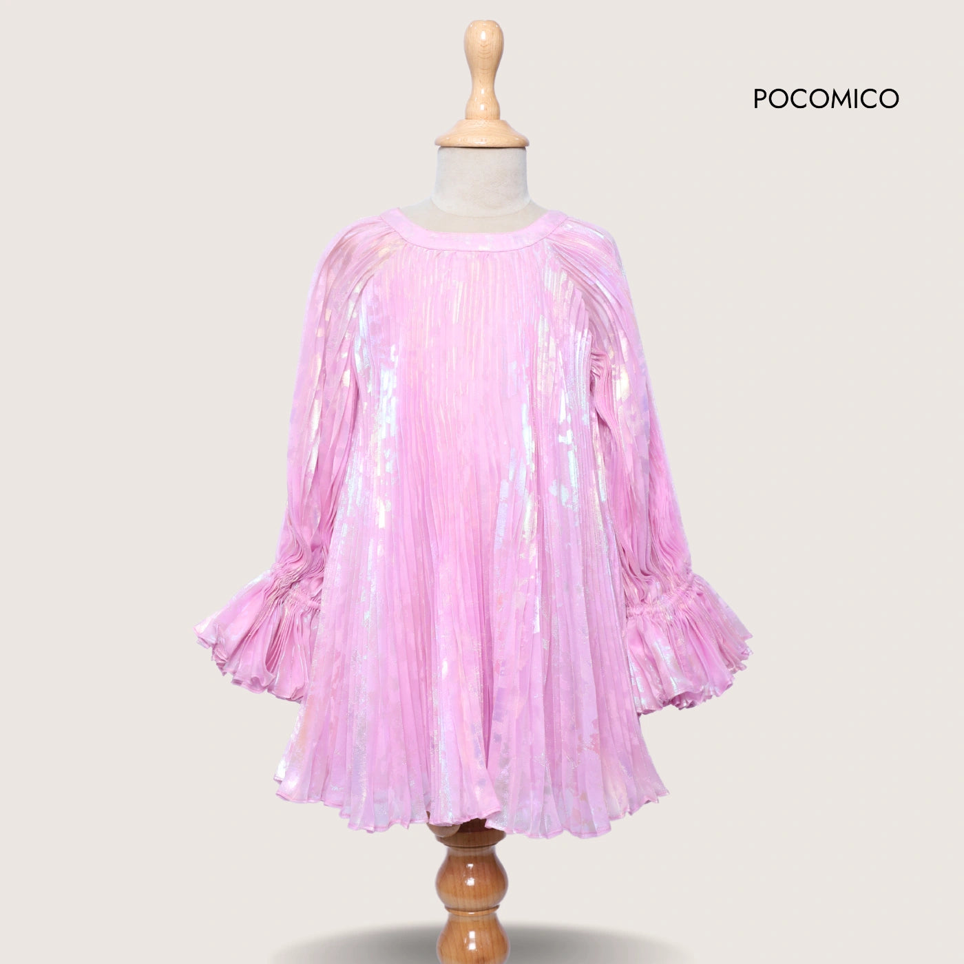 pink + dress + ruffle + organza + mesh + lining + cotton + girl + kids + party + formal + birthday + fun + a line + soft + lavender + rainbow + POCOMICO 