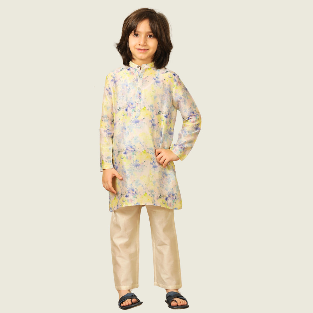 
                  
                    The kurta features a straight, comfortable silhouette with a soft sheen, making it ideal for long hours of celebration without compromising on style.
                  
                