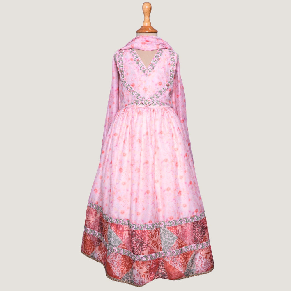 
                  
                    full-length dress features intricate embroidered detailing on the back and hemline, along with a beautiful dupatta to complete the look.
                  
                