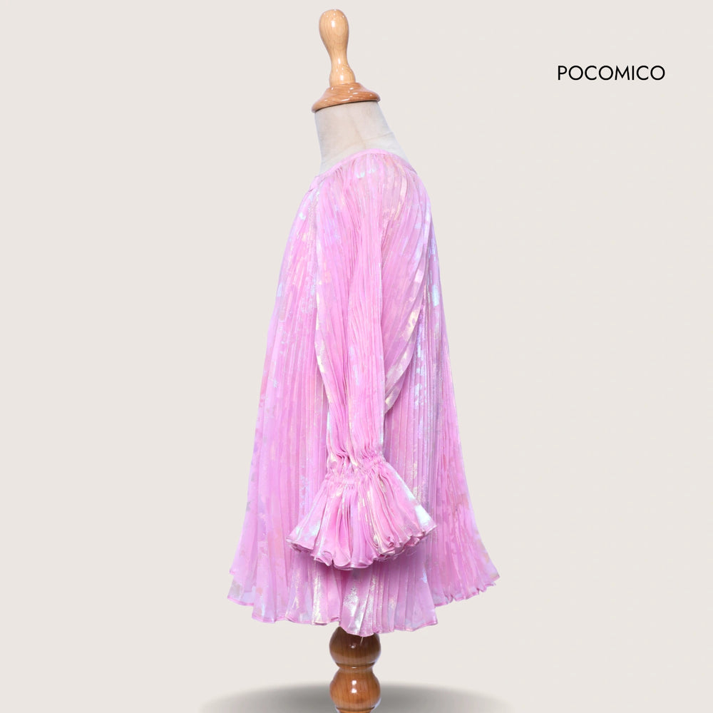 pink + dress + ruffle + organza + mesh + lining + cotton + girl + kids + party + formal + birthday + fun + a line + soft + lavender + rainbow + POCOMICO 