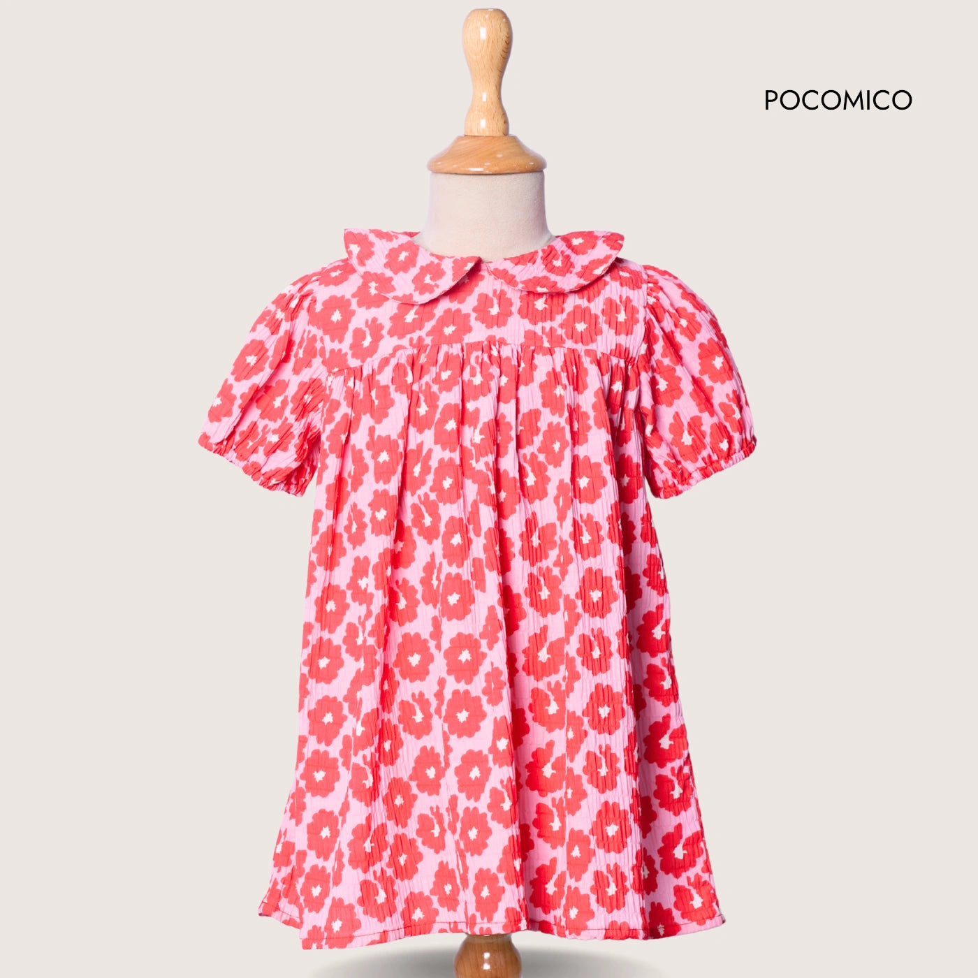 pink-red-dress-summer-cotton-girl-peter+pan+Collar-kids+pocomicO+girls+floral+flowy
