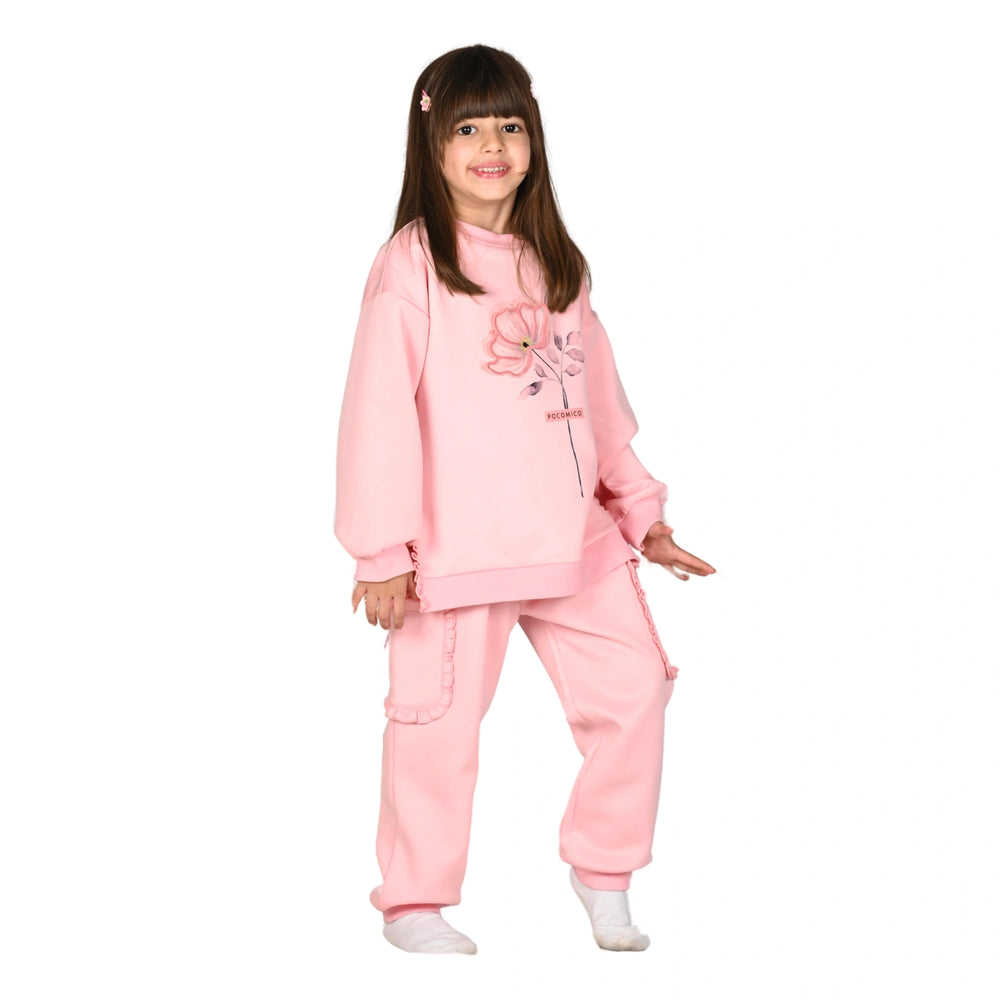 
                      
                        Ruffle blossom sweatshirt set - pink
                      
                    