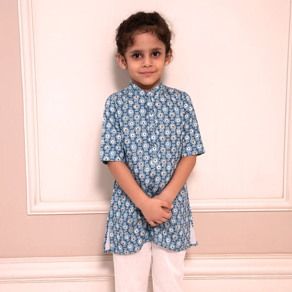 
                      
                        PocoMico’s All Over Beads Embroidered Cotton Printed Kurta with White Pyjama
                      
                    