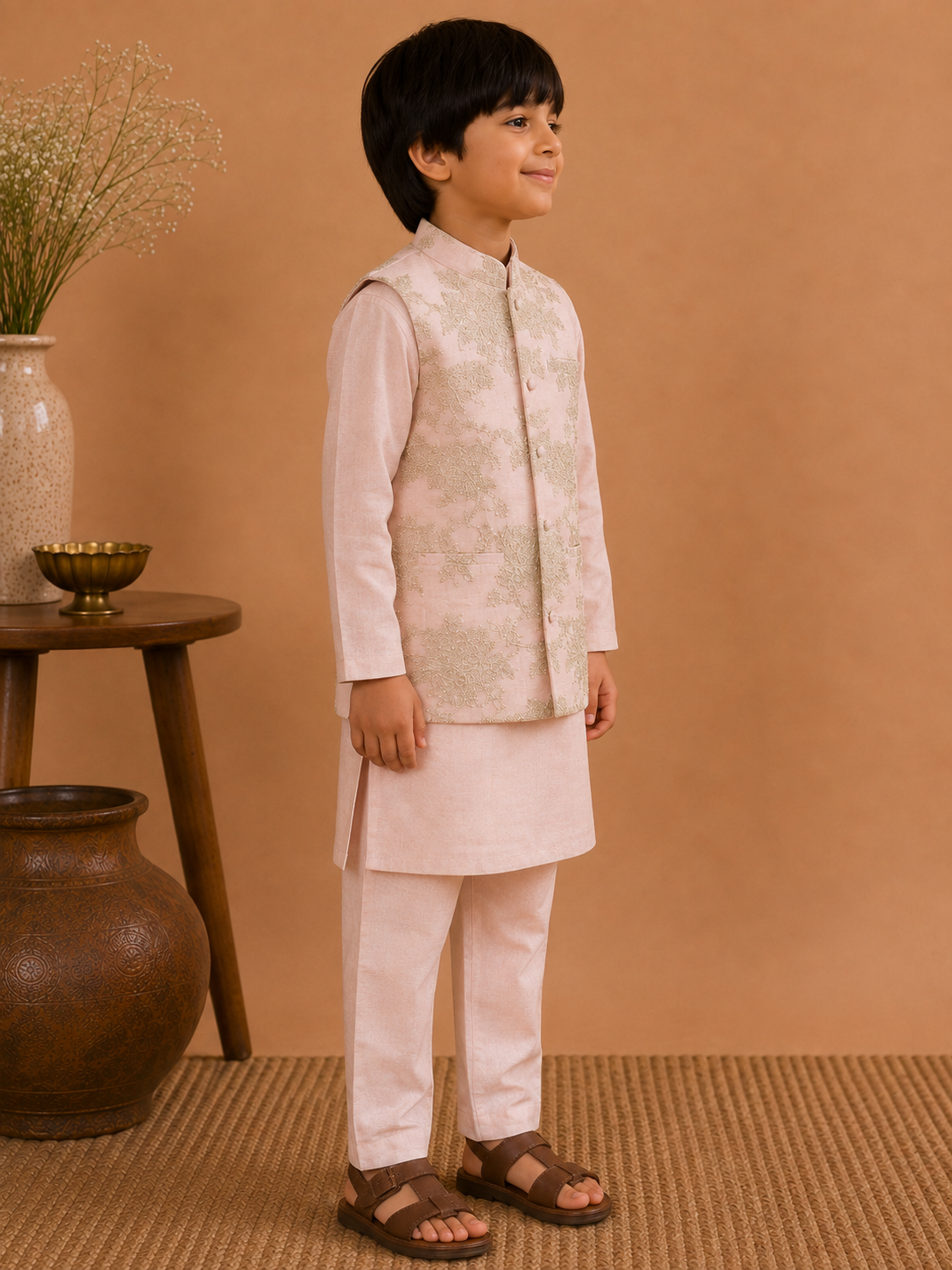 The Shaam Bahar Jacket Kurta Set brings together soft pastel tones and delicate detailing for an effortlessly elegant ensemble.