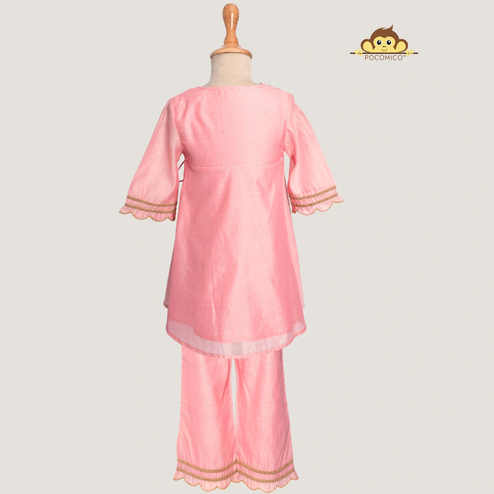 
                  
                    Angrakha+Kurta+LaceDetai+Tassels+paired+Scalloped +Chanderi+Palazzo+festivewear+weddingwear+soft+floral+pajama+cotton+beautiful+comfortable+perfect+pink+POCOMICO


                  
                