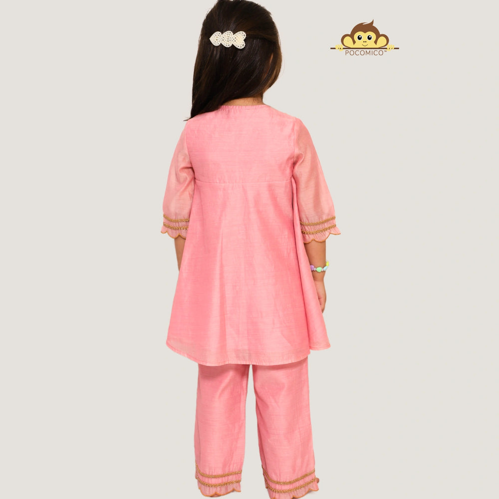 
                  
                    Angrakha+Kurta+LaceDetai+Tassels+paired+Scalloped +Chanderi+Palazzo+festivewear+weddingwear+soft+floral+pajama+cotton+beautiful+comfortable+perfect+pink+POCOMICO


                  
                