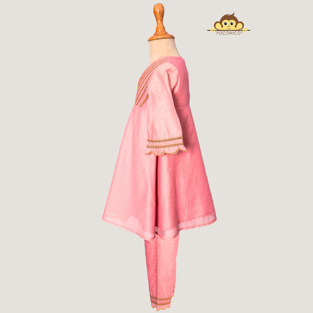 
                  
                    Angrakha+Kurta+LaceDetai+Tassels+paired+Scalloped +Chanderi+Palazzo+festivewear+weddingwear+soft+floral+pajama+cotton+beautiful+comfortable+perfect+pink+POCOMICO


                  
                