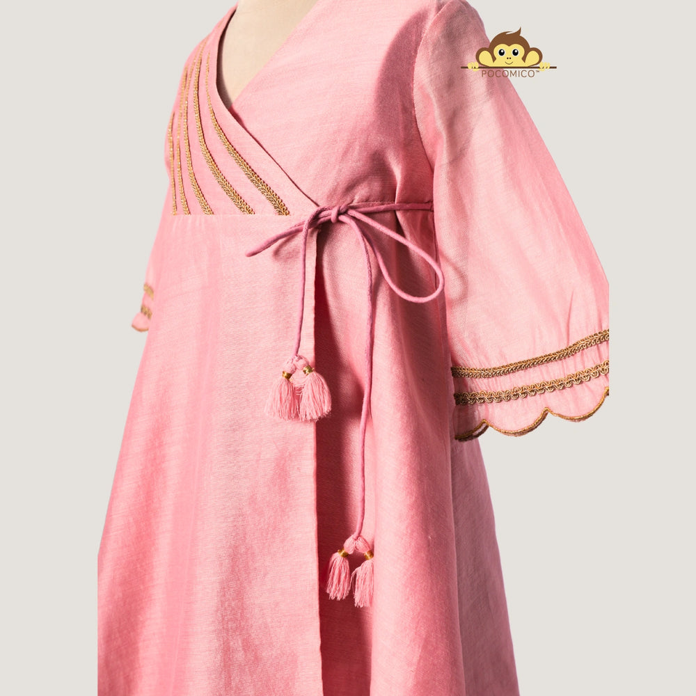 
                  
                    Angrakha+Kurta+LaceDetai+Tassels+paired+Scalloped +Chanderi+Palazzo+festivewear+weddingwear+soft+floral+pajama+cotton+beautiful+comfortable+perfect+pink+POCOMICO


                  
                