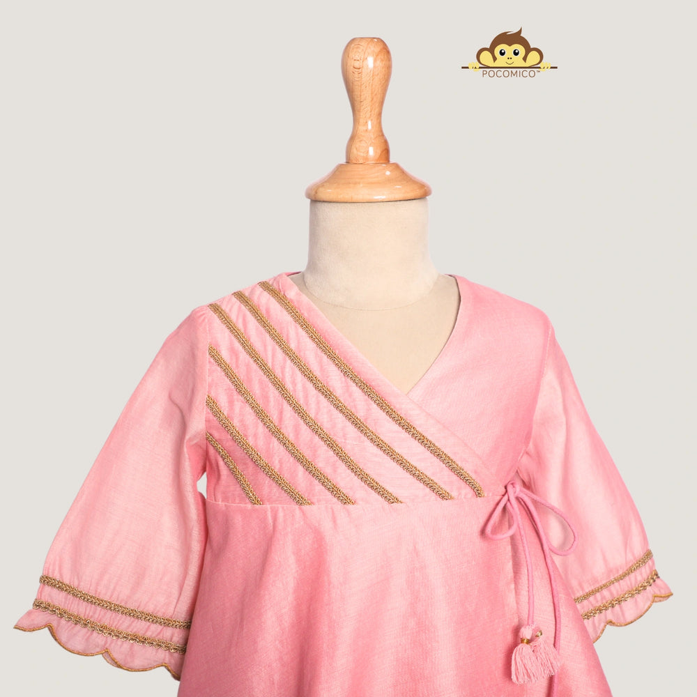 
                  
                    Angrakha+Kurta+LaceDetai+Tassels+paired+Scalloped +Chanderi+Palazzo+festivewear+weddingwear+soft+floral+pajama+cotton+beautiful+comfortable+perfect+pink+POCOMICO


                  
                