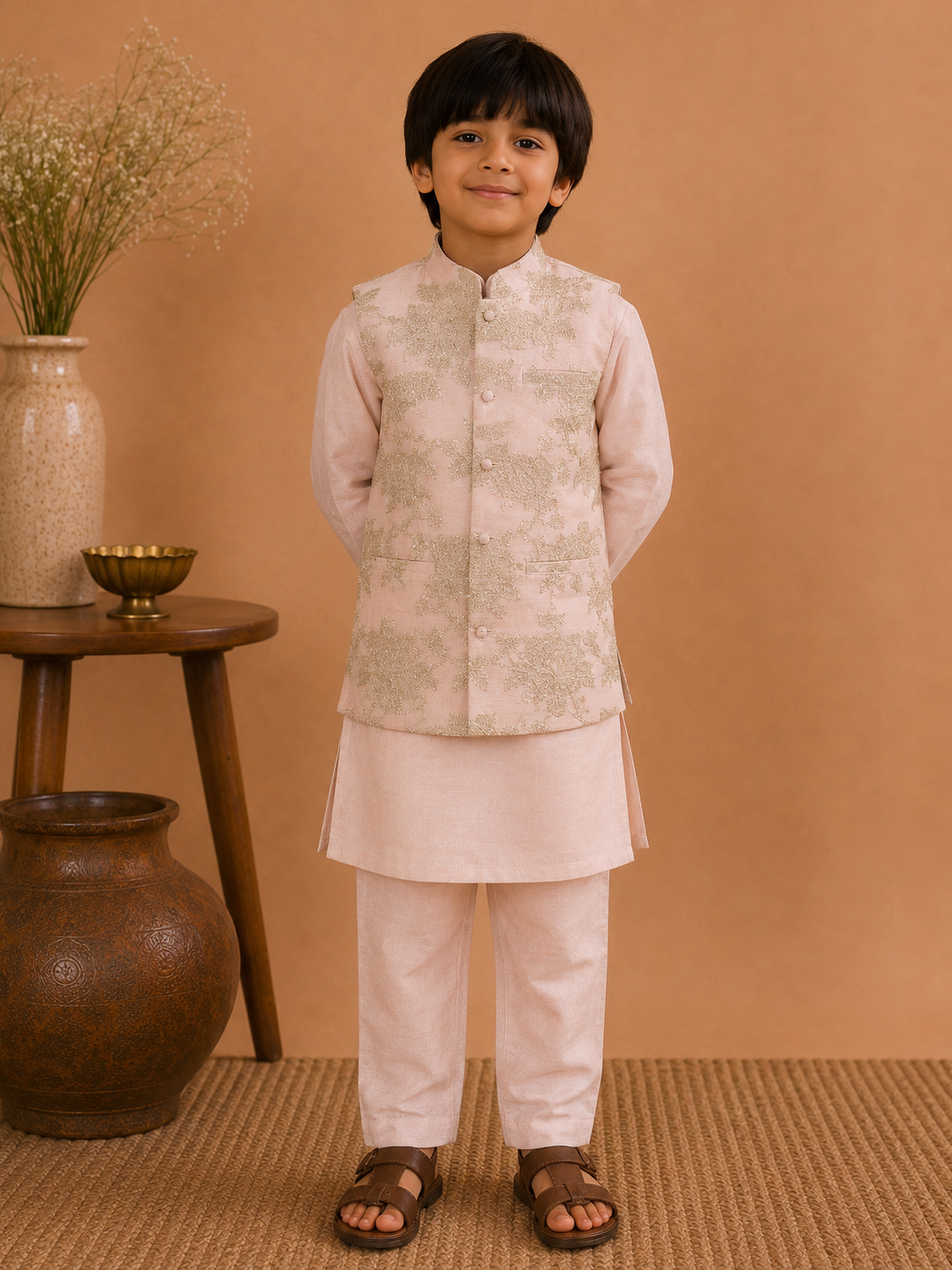 The Shaam Bahar Jacket Kurta Set brings together soft pastel tones and delicate detailing for an effortlessly elegant ensemble.