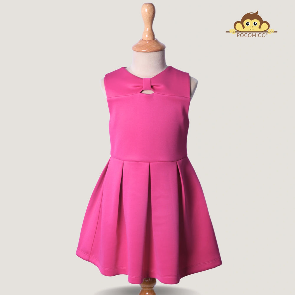 hotpink + dress + scuba + party + summer + winter + formal + birthday + girl + POCOMICO + kids + children + fancy 