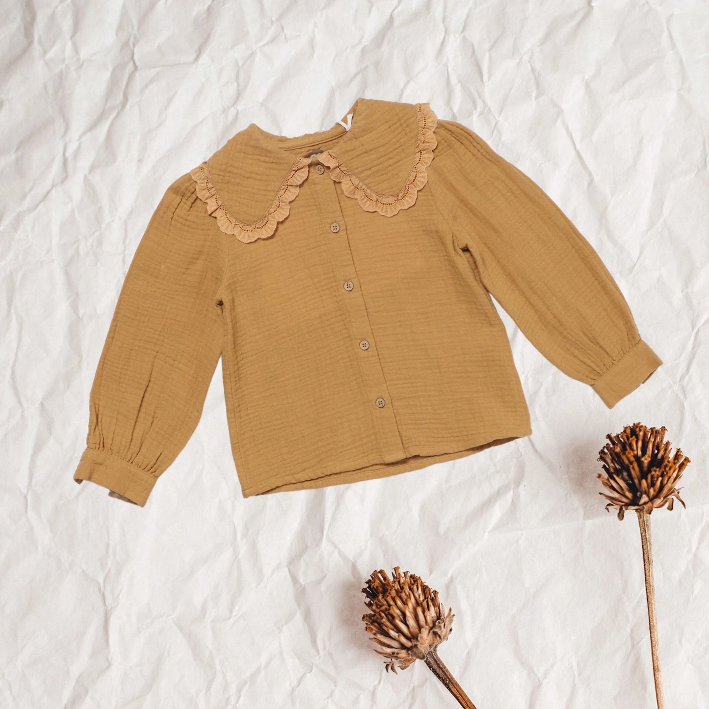 The Peter Pan Blouse - Mustard