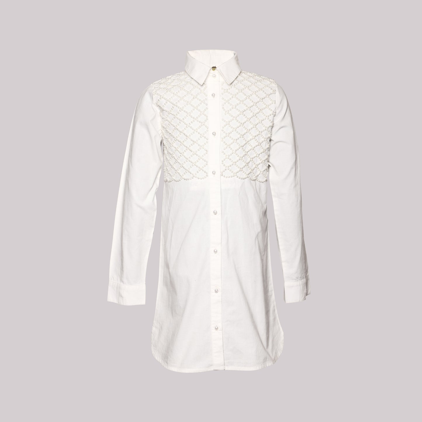 PocoMico 100% Cotton Magical Beadwork White Shirt