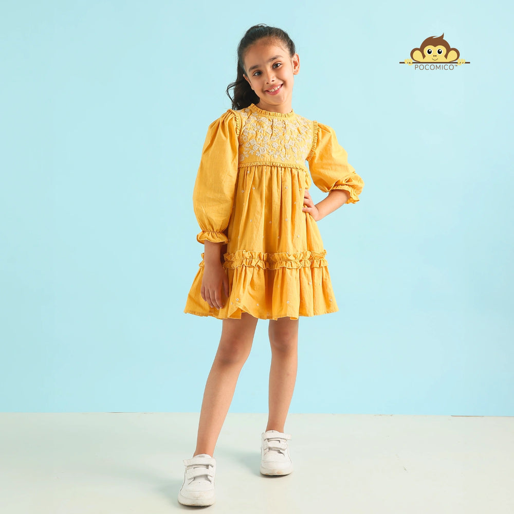
                  
                    Golden Glow Embroidered Dress" for kids aged 6 months to 11 years, featuring intricate embroidery and a charming design, perfect for festive and special occasions.
                  
                