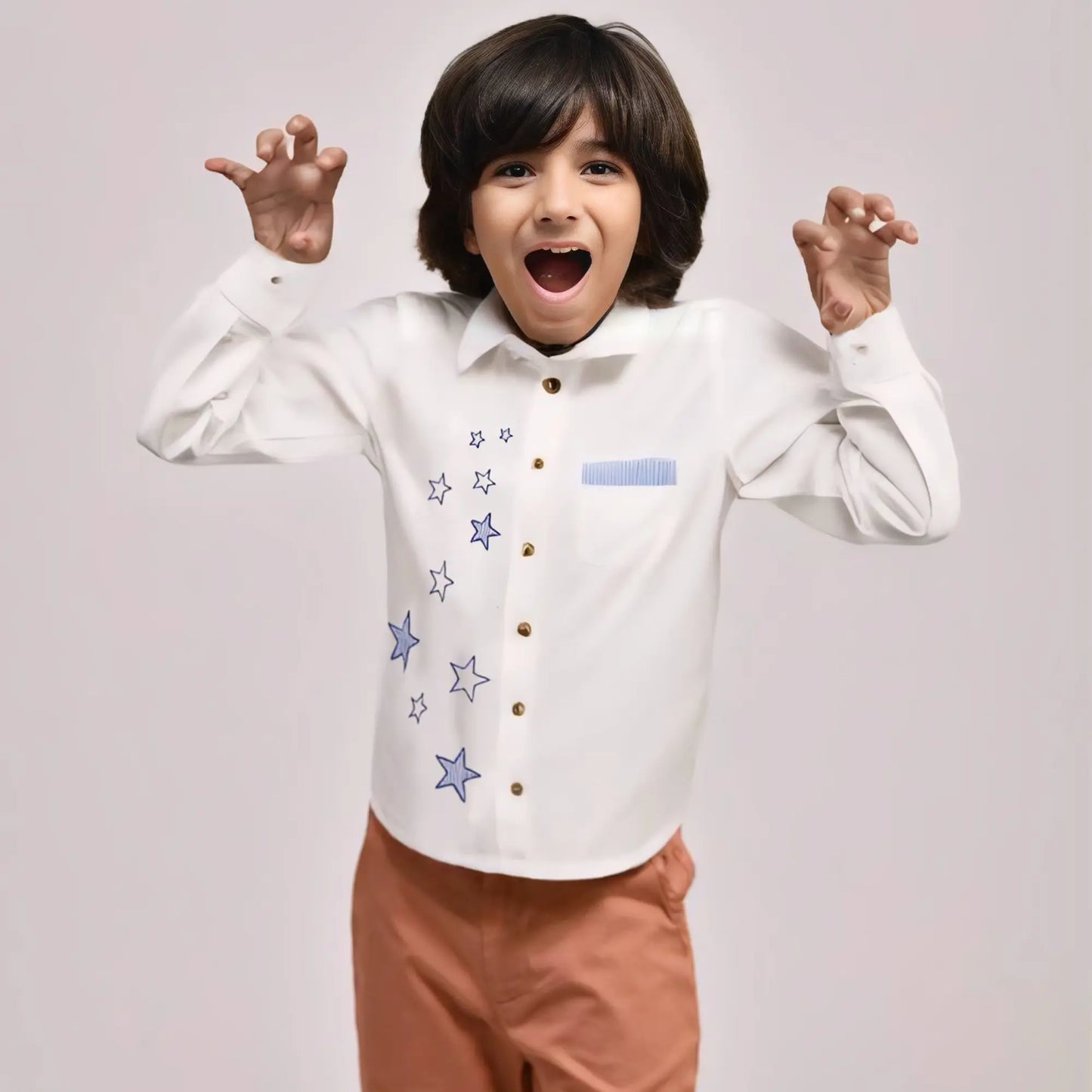 PocoMico Shooting Star White Embroidered Shirt