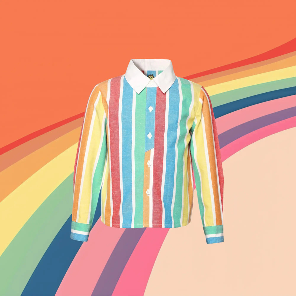 PocoMico Rainbow Yarn-Dyed Striped Shirt