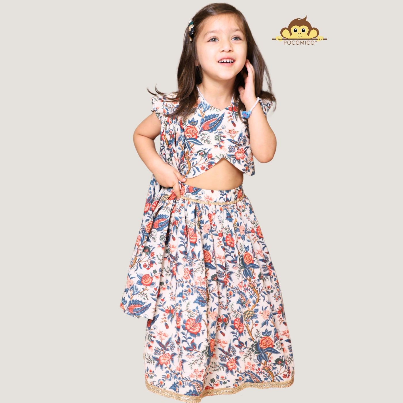 Jal+Printed+Embroidered+Lehenga+Set+Cotton.100%+BCI+certified+Cotton++Embroidered+Set+paired+festivewear+weddingwear+soft+floral+pajama+cotton+beautiful+comfortable+perfect+pink+POCOMICO

