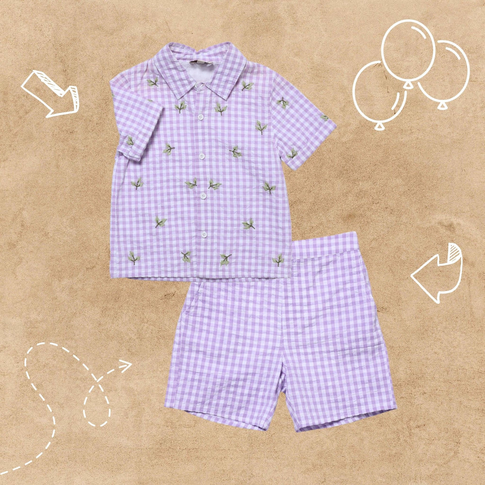 
                  
                    boy + boys + set + coord + co ord + top + bottom + shirt + short + lavender + floral + embroidery +checks + kids + child + kid + cotton + summer + casual + smart + formal + POCOMICO
                  
                