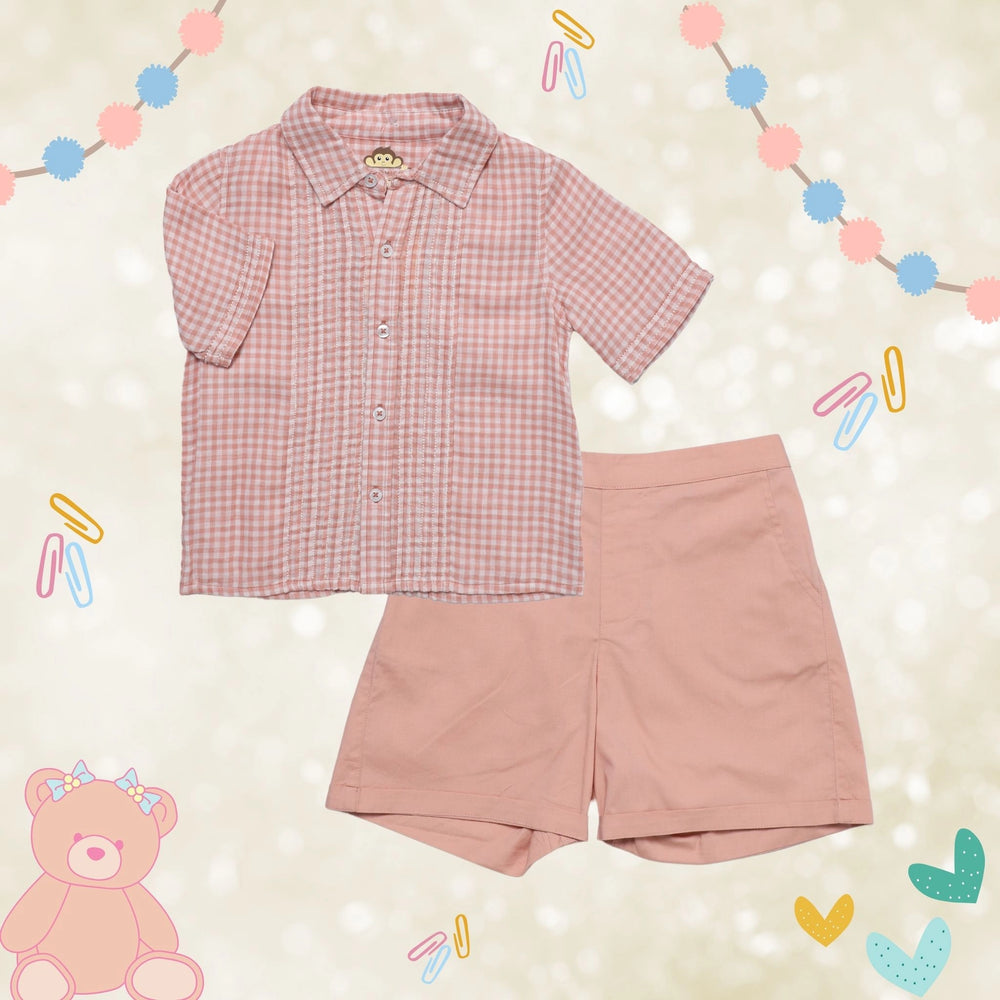 
                  
                    boy + set + coord + co ord + coral + pink + nude + cotton + shirt + shorts + summer + comfy + soft + cotton + check + pattern + POCOMICO
                  
                