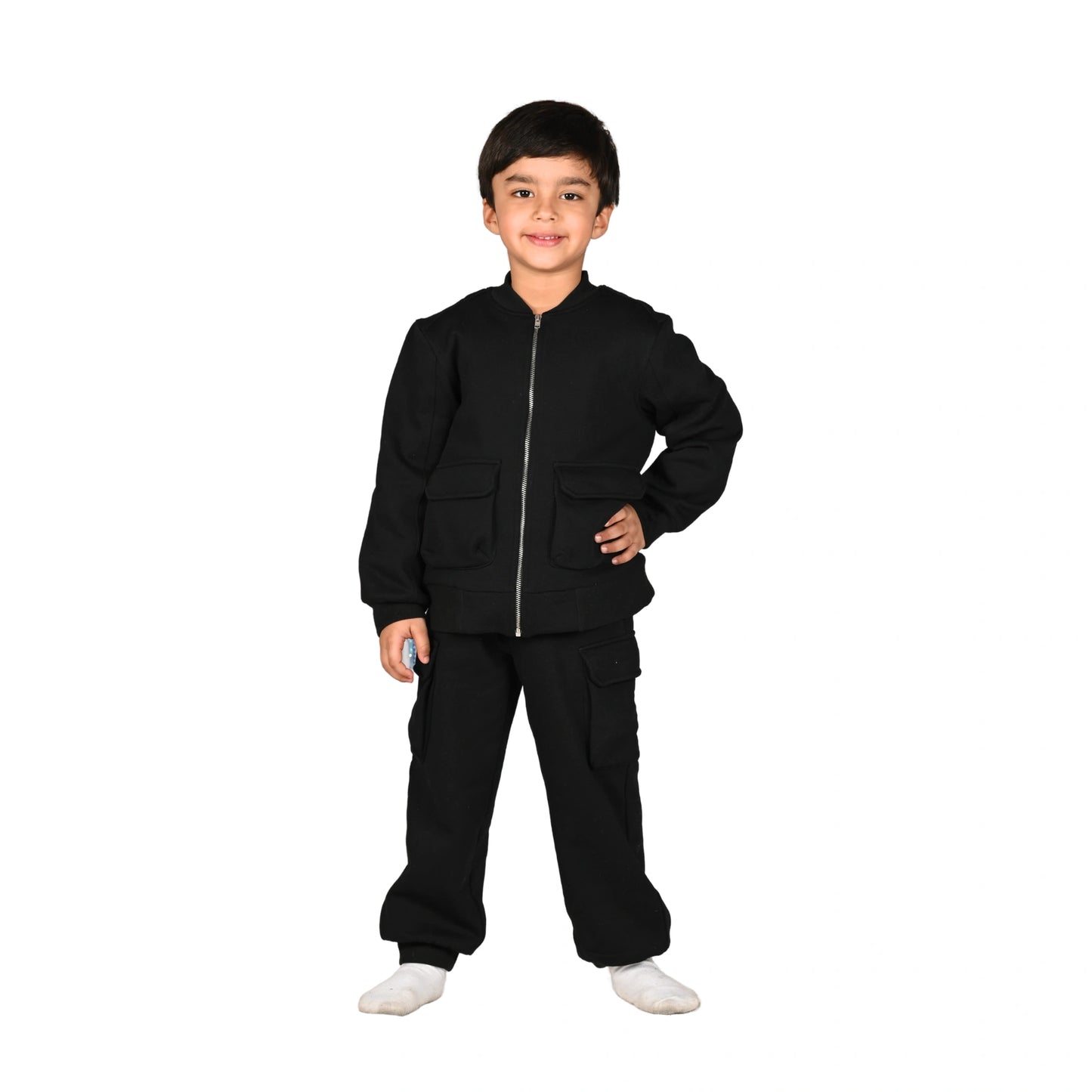 black+ track suit+ set+ zip+ top+ bottom+ warm+ fleece+ cotton+ boys + unisex + party + formal + Pocomico + kids+ comfortable