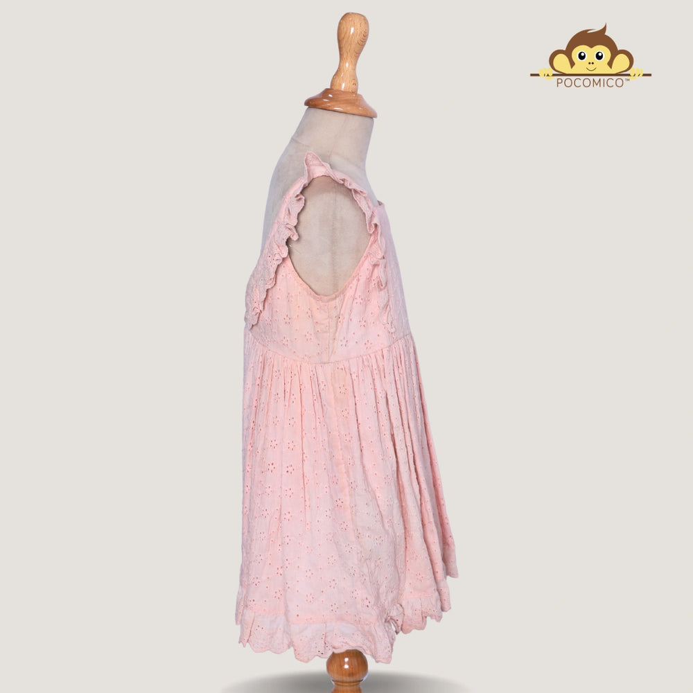 
                  
                    POCOMICO Peach Schiffily Embroidery Dress, a sleeveless, square-neckline dress made of 100% BCI cotton
                  
                