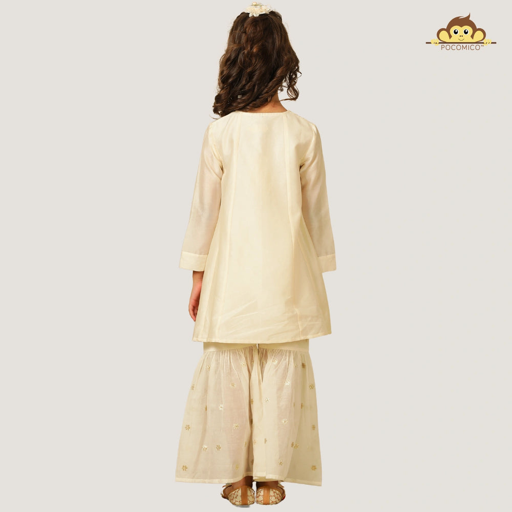 
                  
                    The Bahar sharara set is an ode to indian festivity, crafted from luminous solid chanderi fabric and lined with 100% BCI-certified cotton for all day comfort.
                  
                