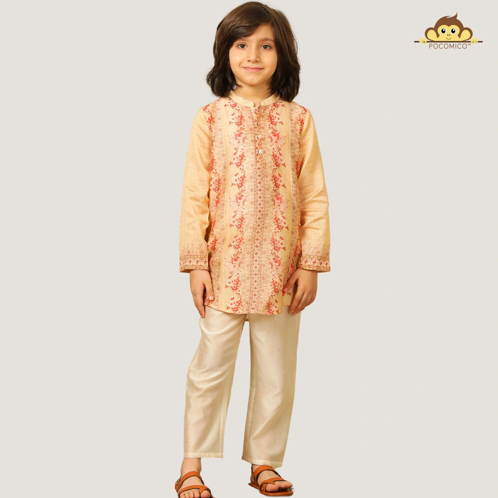 
                  
                    The kurta is lightweight and breezy, designed with a straight cut for a classic fit that keeps your little one comfortable all day.
                  
                