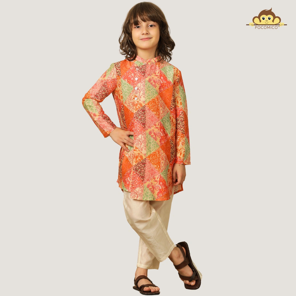 
                  
                    The kurta showcases an asymmetrical front with all-over tie-up detailing, giving it a unique, festive edge rooted in tradition.
                  
                