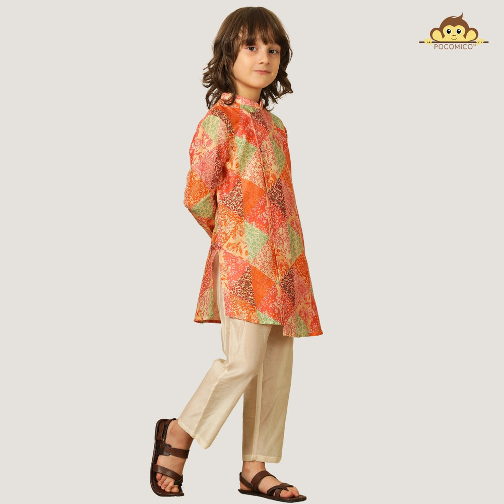 
                  
                    The kurta showcases an asymmetrical front with all-over tie-up detailing, giving it a unique, festive edge rooted in tradition.
                  
                