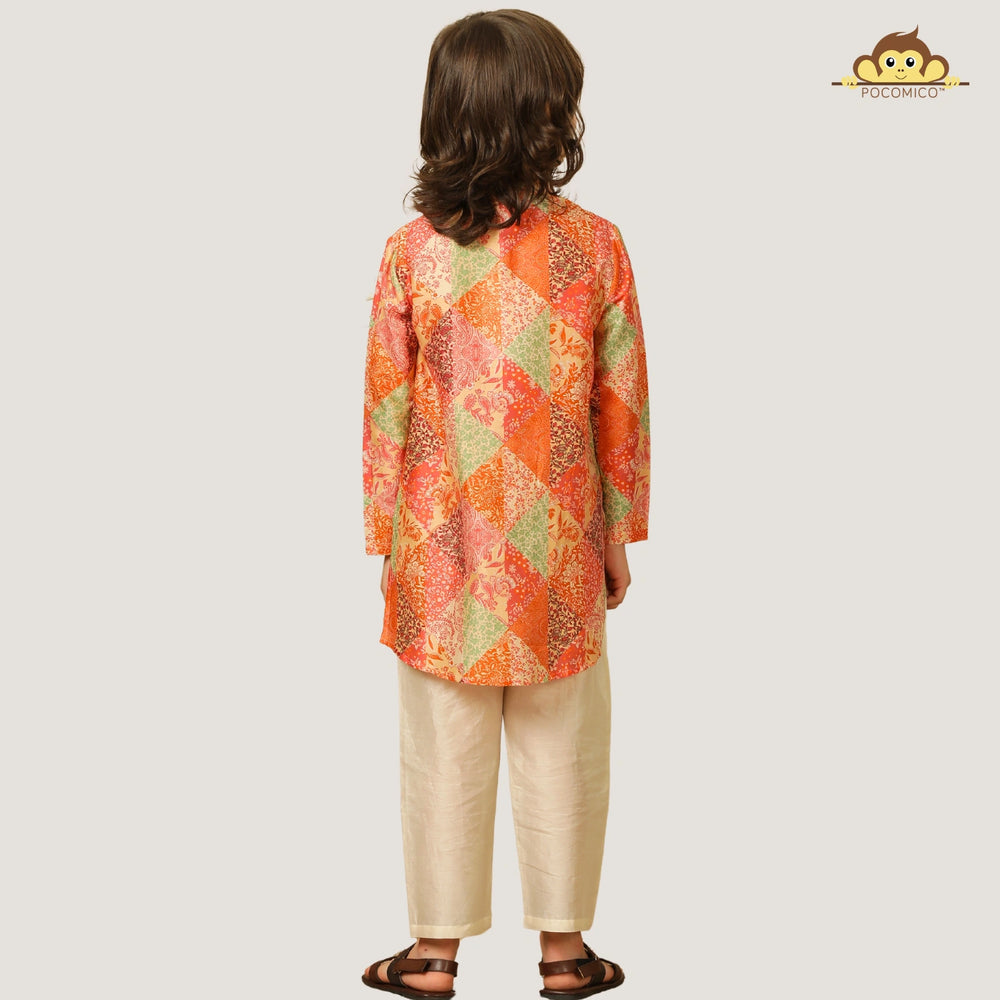 
                  
                    The kurta showcases an asymmetrical front with all-over tie-up detailing, giving it a unique, festive edge rooted in tradition.
                  
                