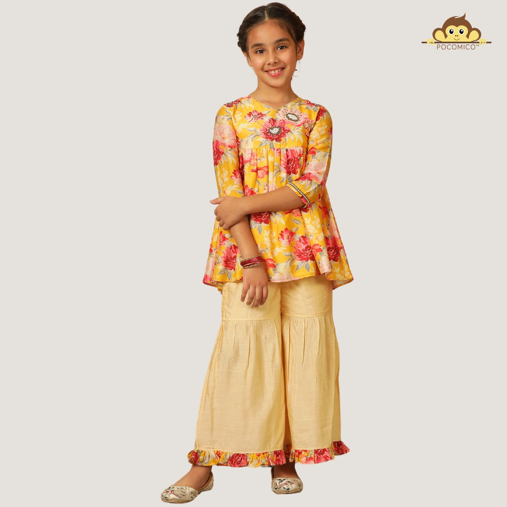 
                  
                    shafron+Sharara+Set+Cotton.100%+BCI+certified+Cotton++Embroidered+Set+paired+festivewear+weddingwear+soft+floral+pajama+cotton+beautiful+comfortable+perfect+pink+POCOMICO

                  
                