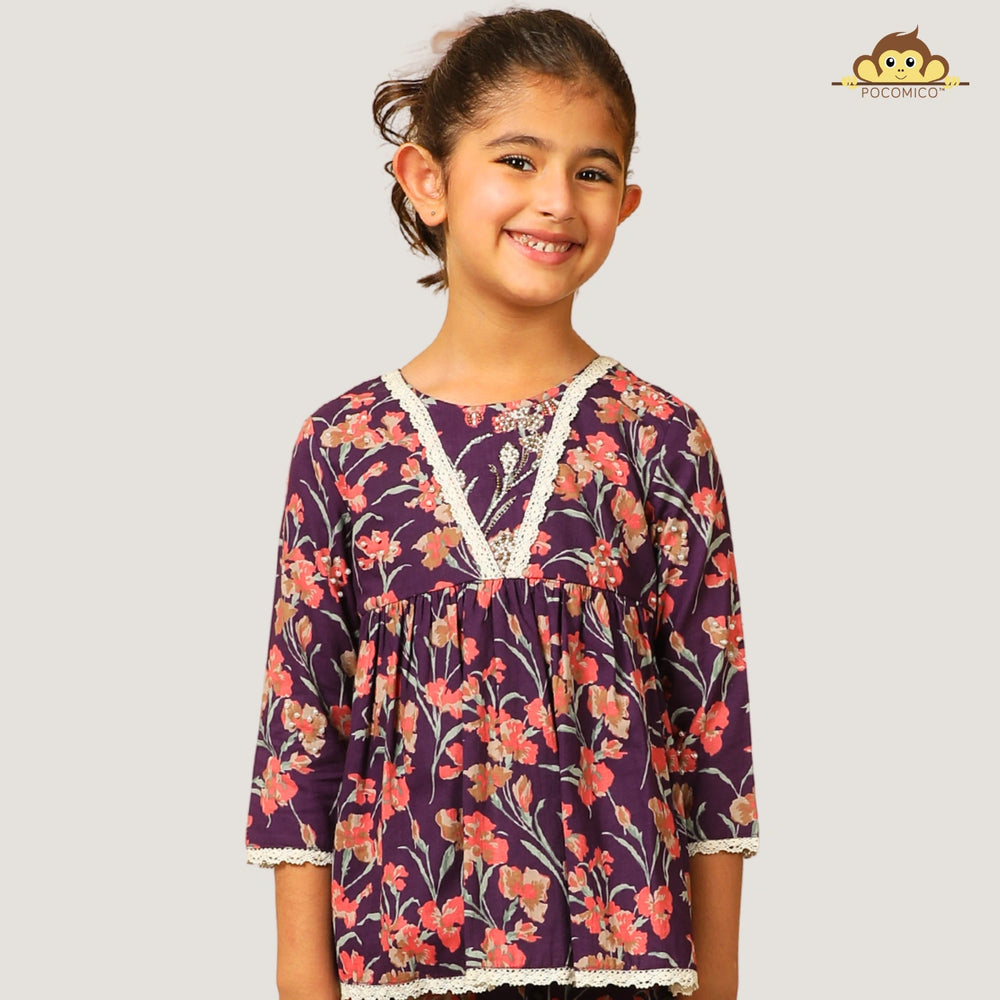 
                  
                    purple-icory-floral-pink-bead-work-kurti-set-pajama-girls-pocomico
                  
                